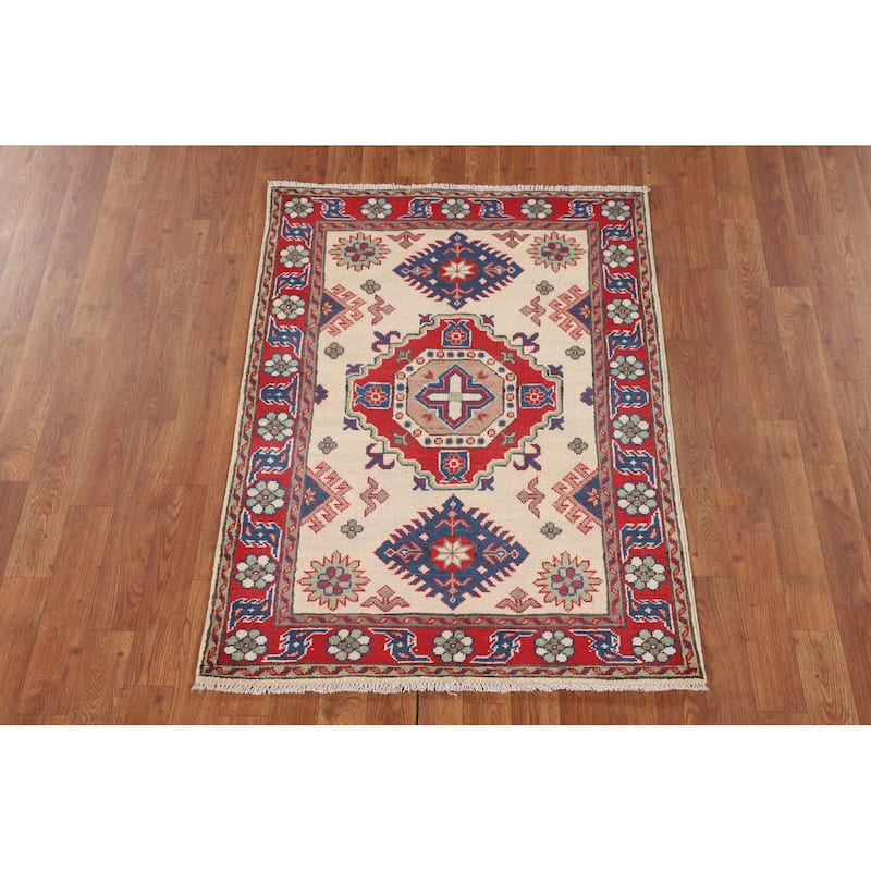 Traditional Red Kazak Foyer Rug Hand-Knotted Wool Carpet - 2'10" x 3'11"