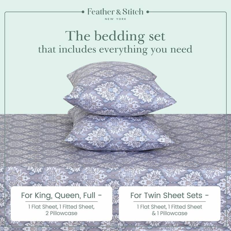 300 Thread Count Cotton Sateen Weave Printed Sheet Set