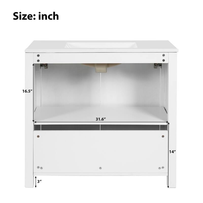 Roomfitters 36" Bathroom Vanity with Ceramic Sink and Storage Cabinet