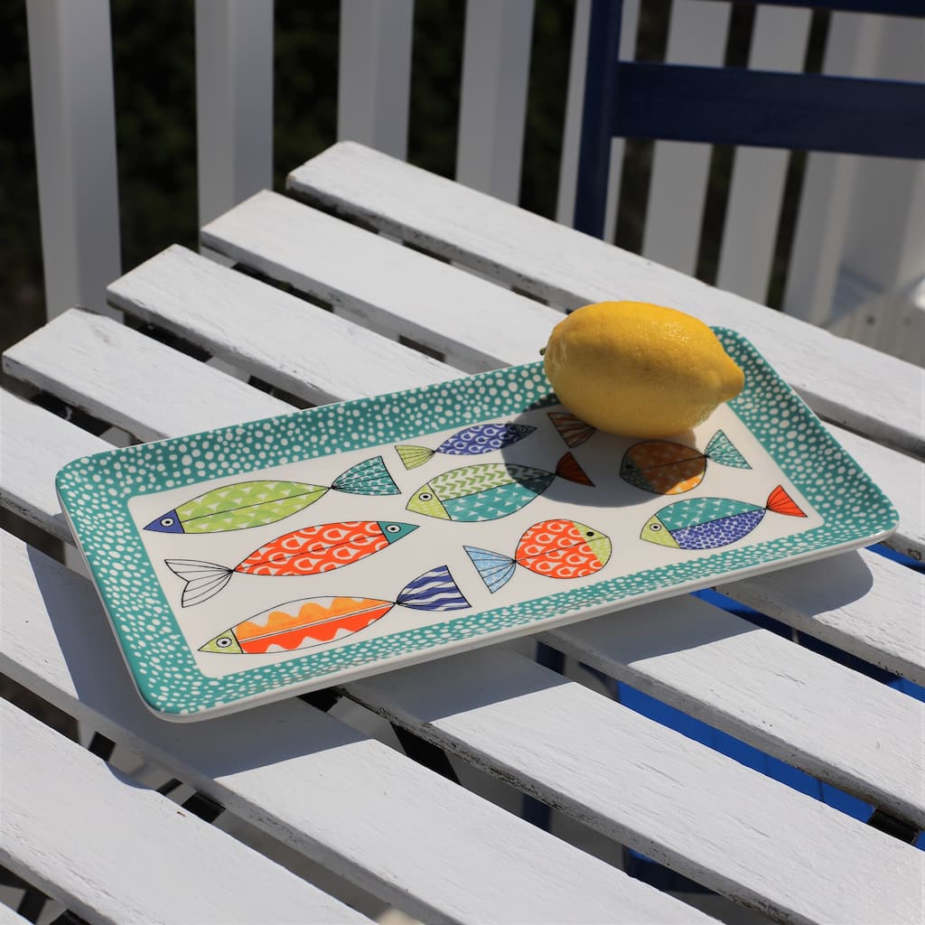 Euro Ceramica FreshCatch 14.5" Rectangular Tray - 14.5 in. x 7.1 in. x 1 in.