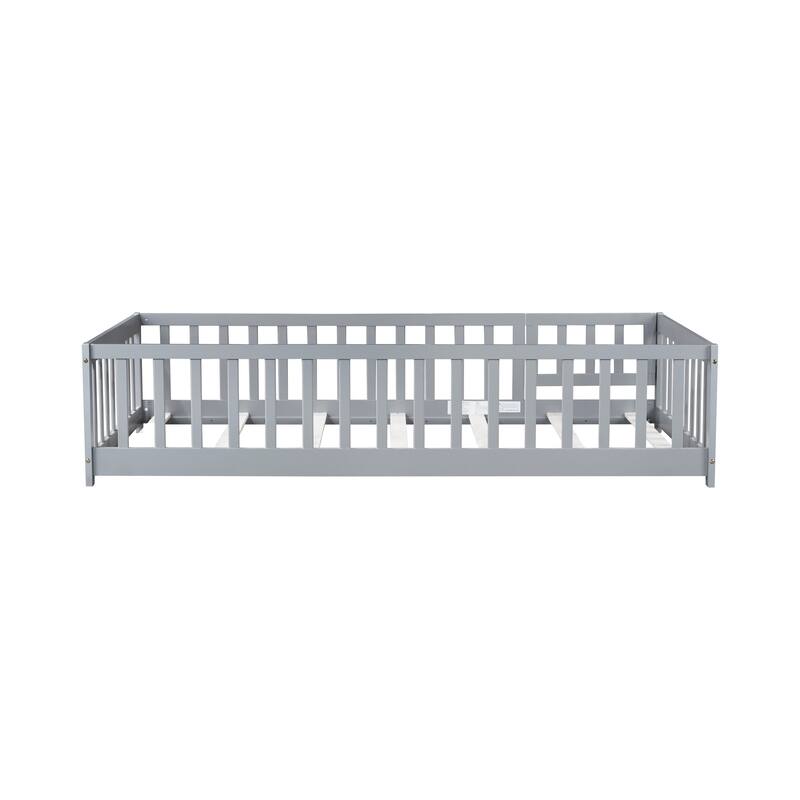 Twin Size Floor Bed with Fence and Door