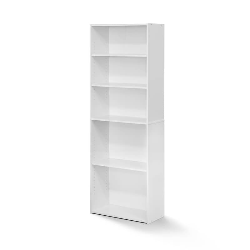 52.68 in. Tall White Wood 5-Shelf Bookcase