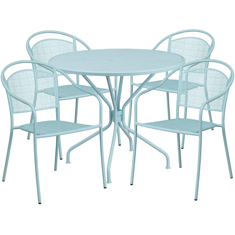 35.25-inch Round 5-piece Indoor/ Outdoor Steel Dining Set