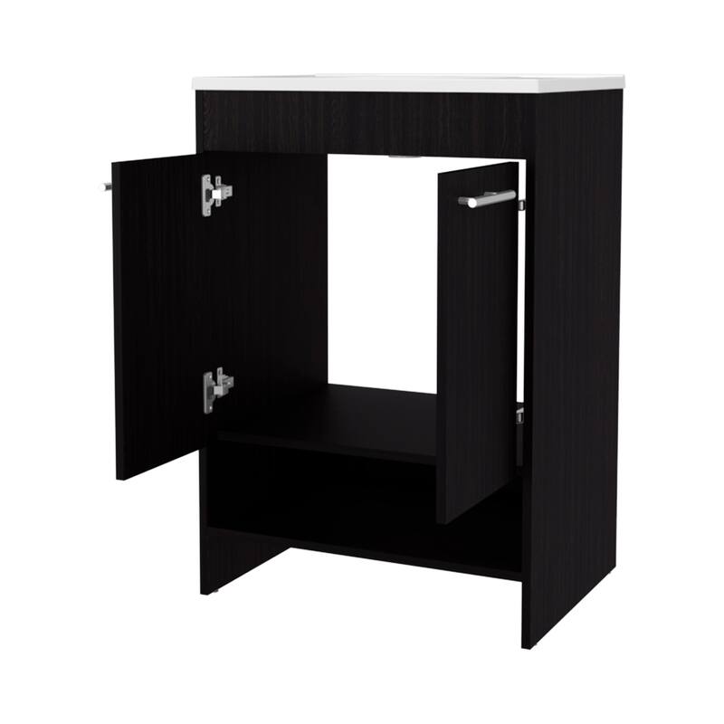 Shell Bathroom Vanity with 2 Doors and Open Storage