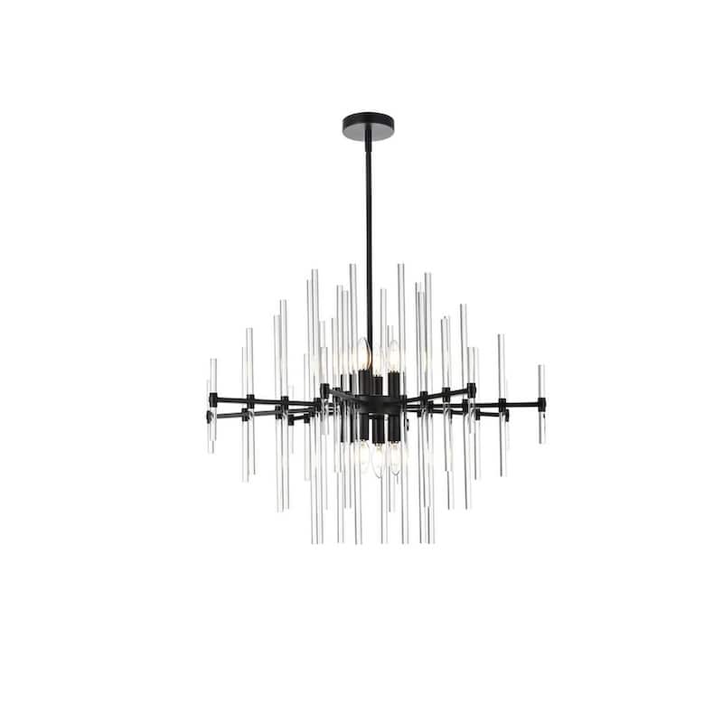 Samuel 31 inch Crystal Rod Pendant - N/A - Black