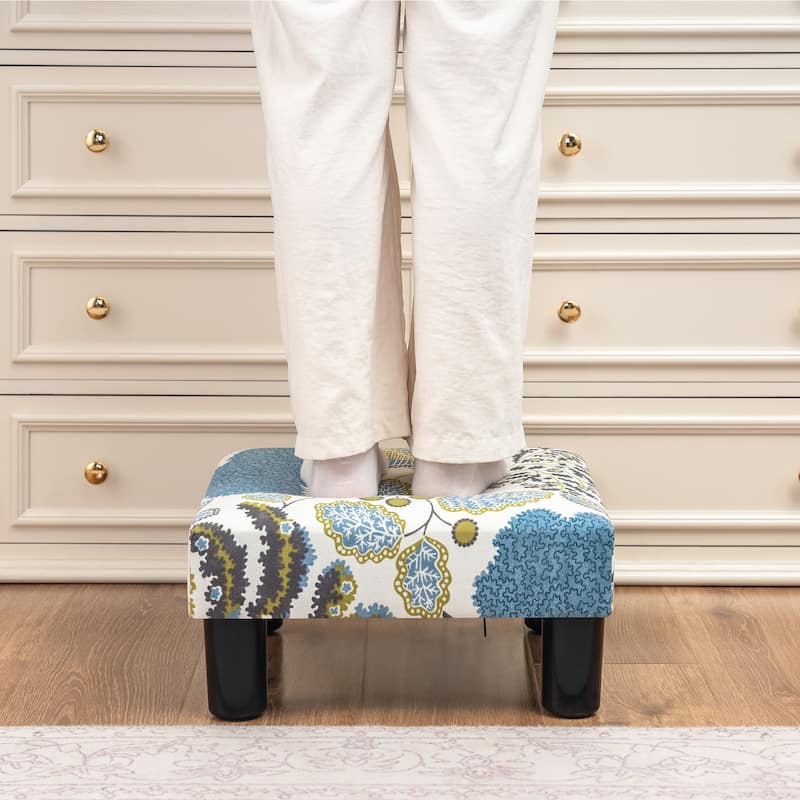 Adeco Ottoman Upholstered Fabric Footrest Pet Steps Dog Stair Stool