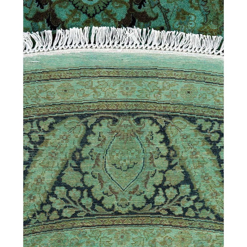 Overdyed One-of-a-Kind Hand-Knotted Area Rug - Green - 7' 1" x 7' 1"