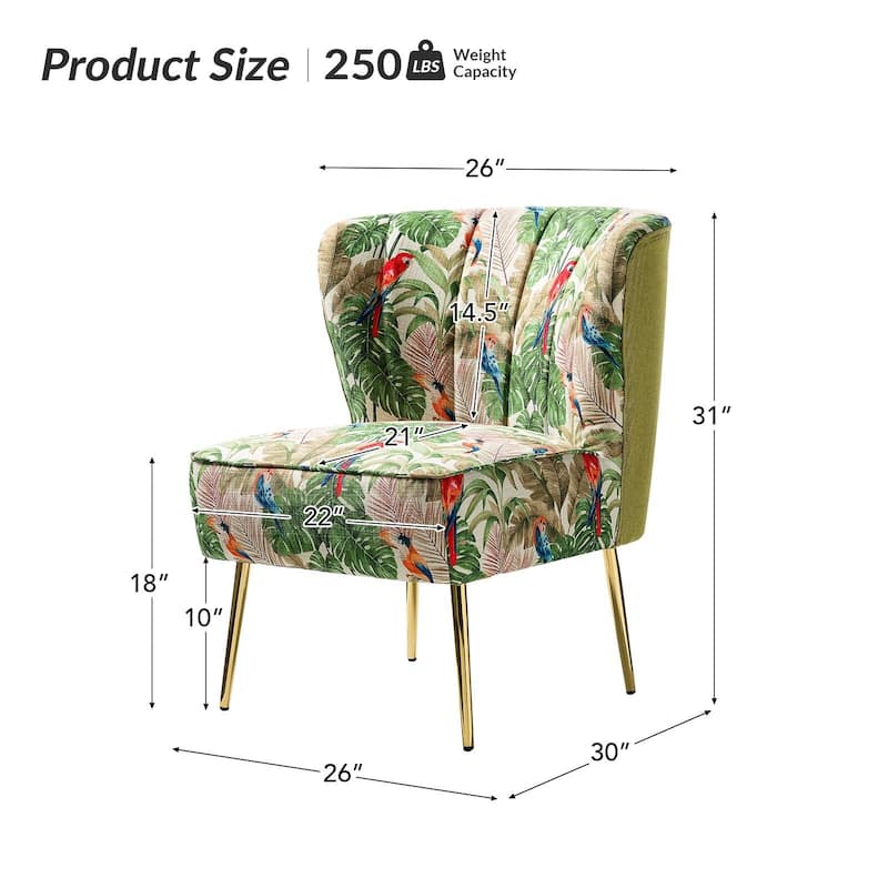 Almira Contemporary Upholstered Armless Side Chair with Tufted Back Set of 2 by HULALA HOME