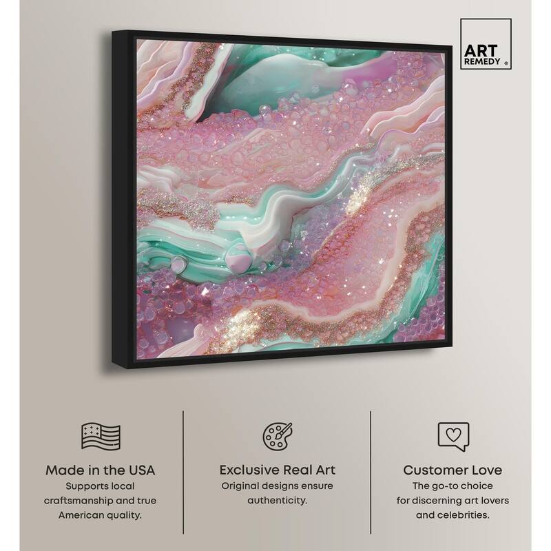 Pink and Mint Crystal III Canvas by Art Remedy