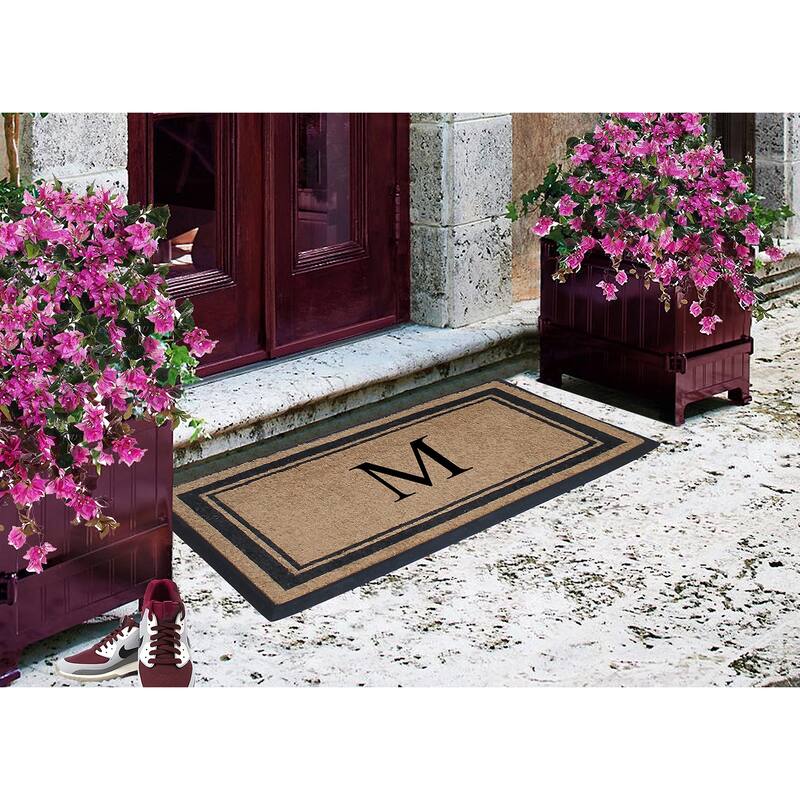 A1HC Picture Frame Natural Rubber & Coir Large Monogrammed Doormat 24"x48"