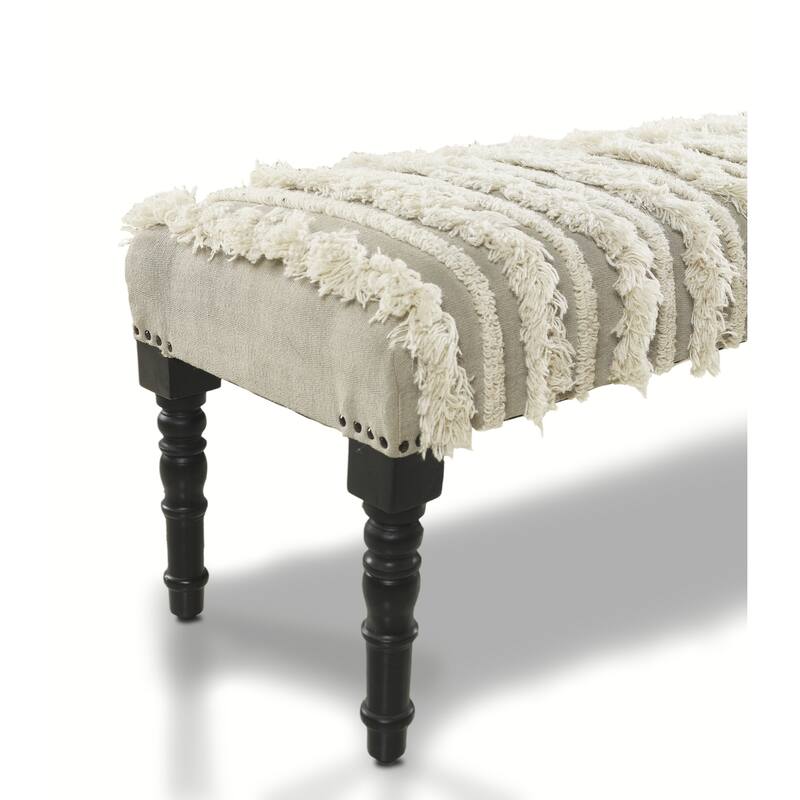 Sevita Cream Tufted Indoor Bench 16"W x 47"L x 18"H - 3'11" x 1'4"