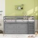 preview thumbnail 2 of 7, Gray Twin Solid Wood Loft Bed with Writing Desk, Side Desk, Drawers, Shelves