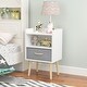 preview thumbnail 2 of 38, Kids Wood Side Table Nightstand With Fabric Drawer and 2-Tier Shelf