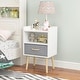 preview thumbnail 1 of 18, Nightstand With Collapsible Fabric Drawer, 2-Tier Storage End Table, Wood Side Table with Storage Cabinet for Kids, Adults White