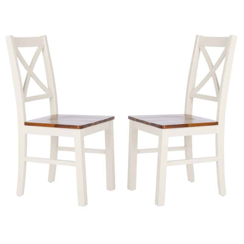 SAFAVIEH Concetta White/Natural Dining Chair - 17.5" W x 19.5" L x 37" H - 18"W x 20"D x 37"H