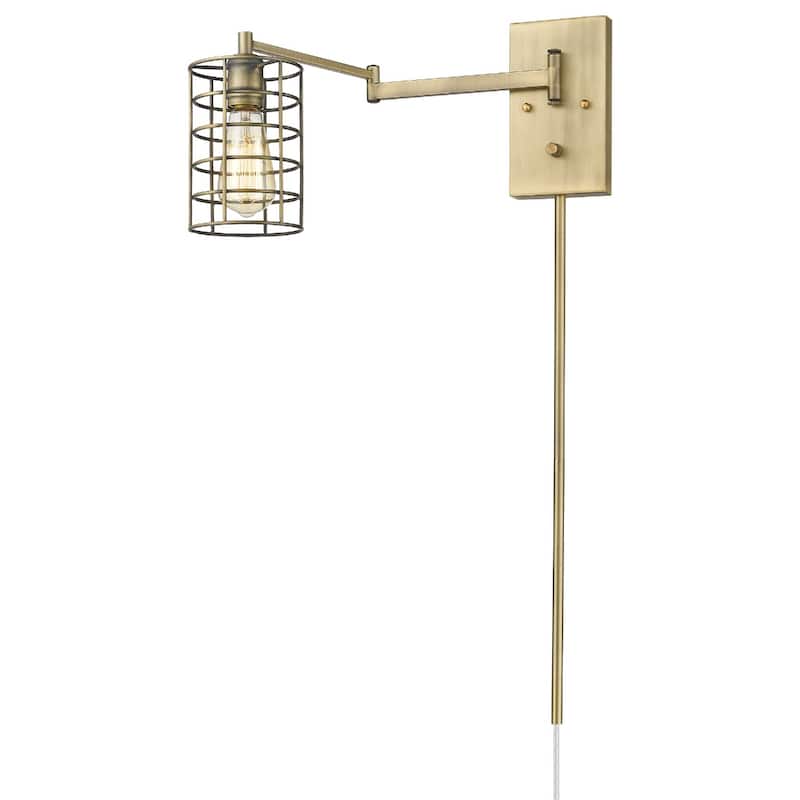 32"H Modern Plug-in Wall Sconce with LED Option and Dimmable Hanging Light Fixture Steel Frame - 32" H x 5" W x 20.75" D