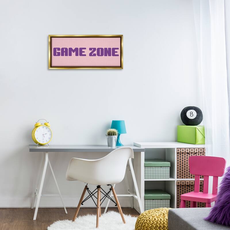 Stupell Game Zone Purple & Pink Framed Floater Canvas Wall Art Design By Yass Naffas Designs