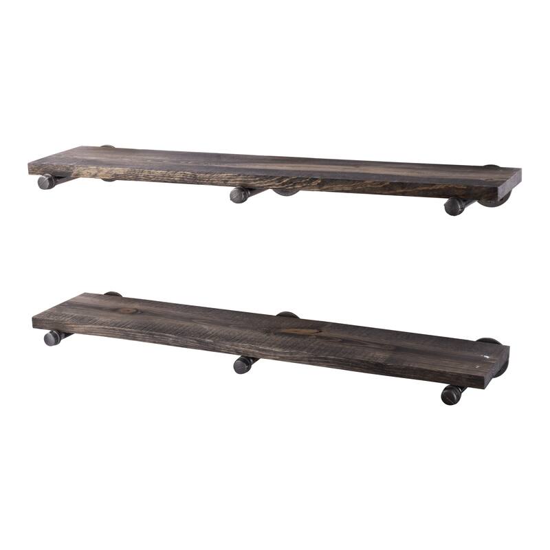 Restore Wood 36 in. Wall Shelf Straight Steel Pipe Brackets, Set of 2
