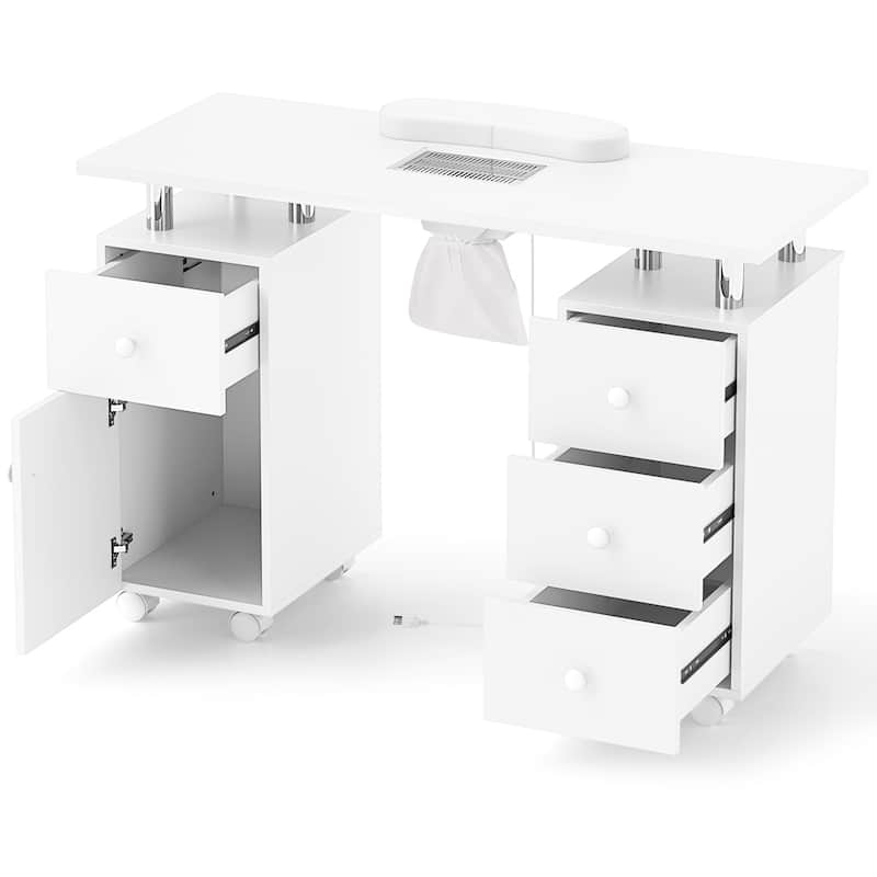 Costway Rolling Manicure Table Nail Desk with with 8 Lockable Wheels & - See Details