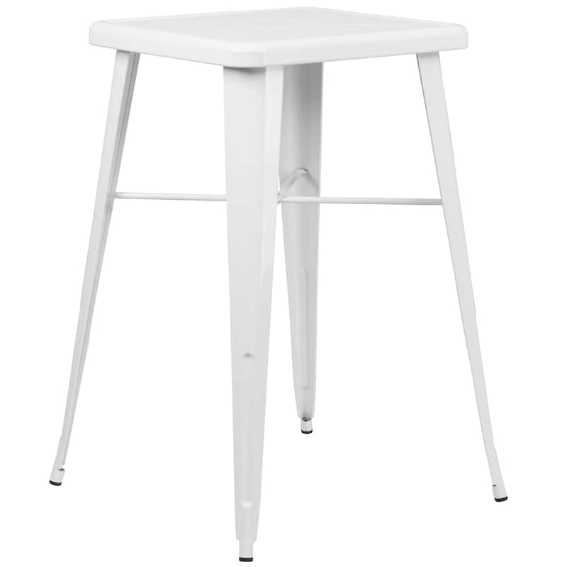 23.75-inch Square Metal Indoor-Outdoor Bar Table Set - 27.75"W x 27.75"D x 40"H