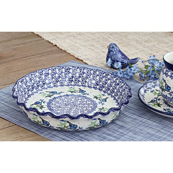 Blue Rose Polish Pottery 636 Ceramika Artystyczna Pie Plate
