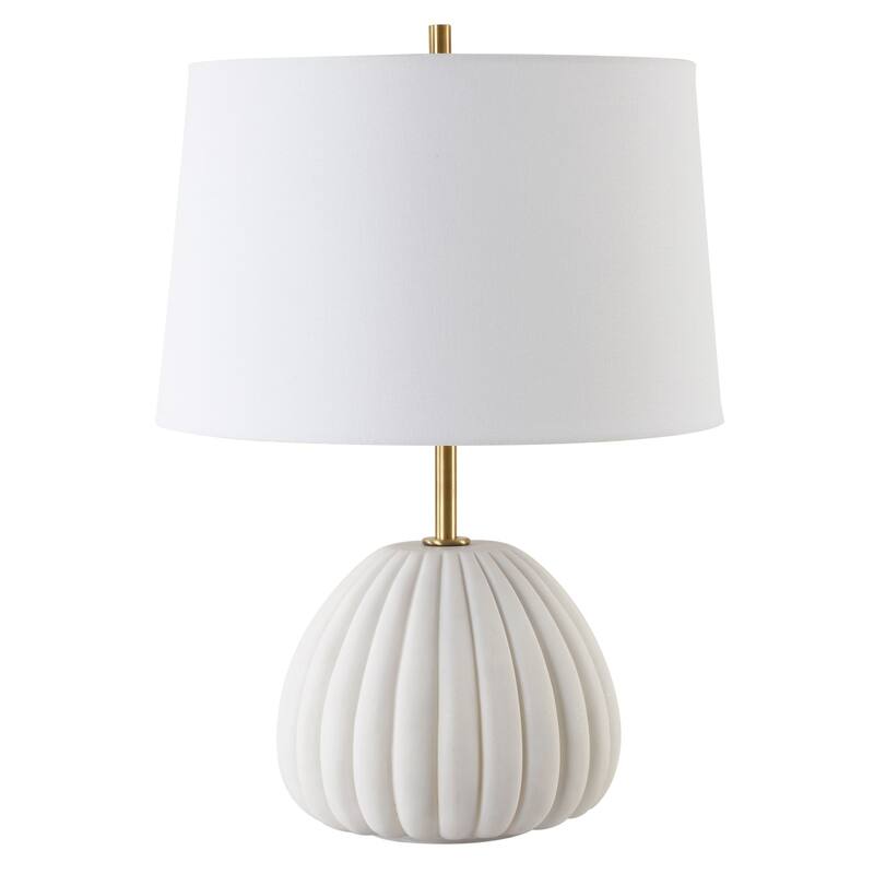 Ribbed Table Lamp with Tapered Shade - 22.5" - White