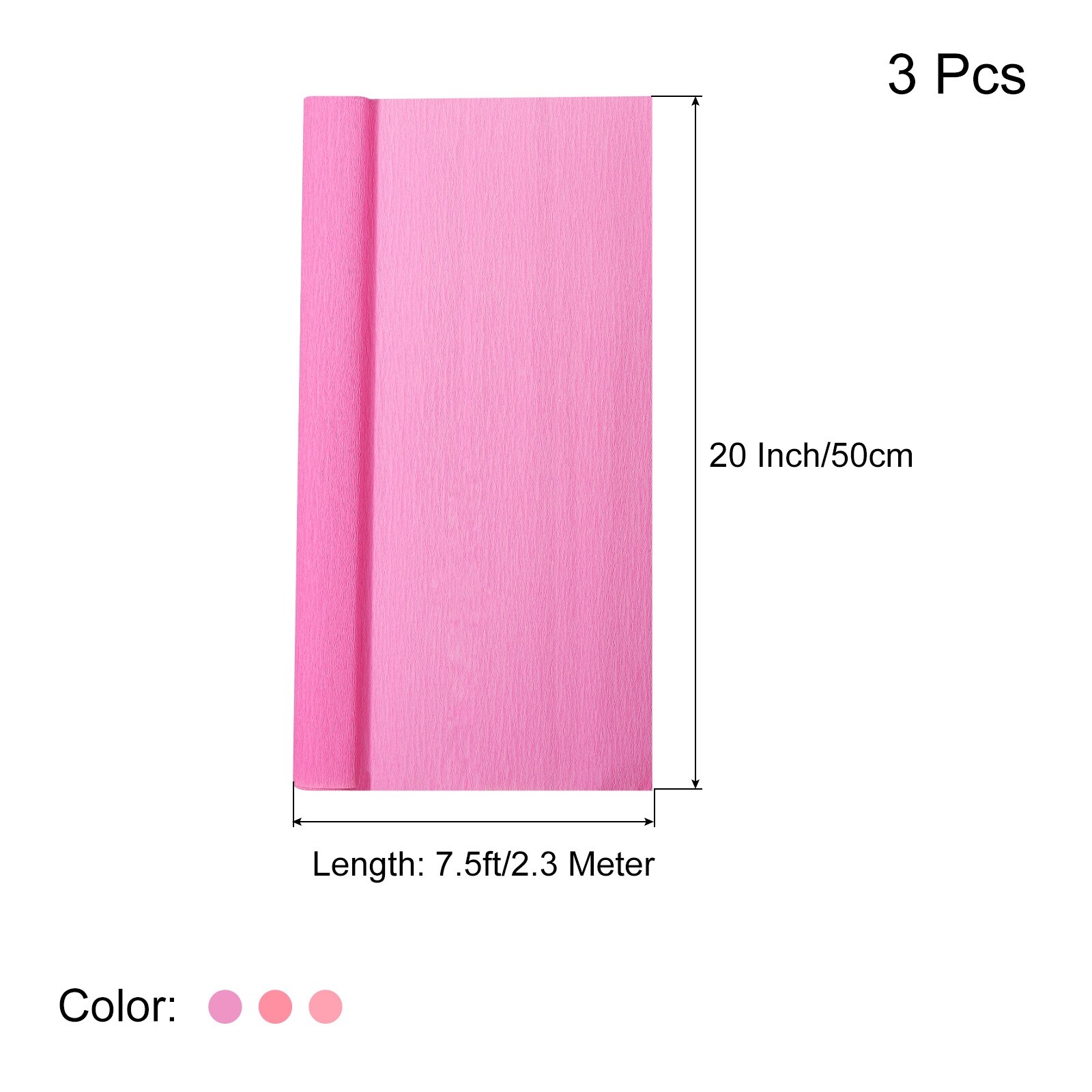 Crepe Paper Roll Crepe Paper Decoration 7.5ft Long 20 Inch Wide, Hot Pink