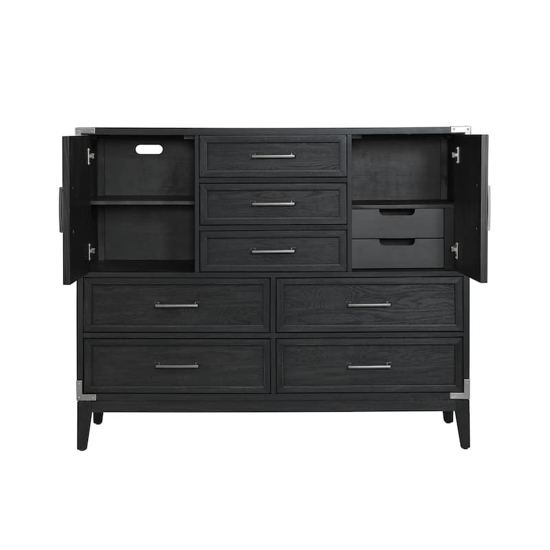 Laguna 60" Wide Bedroom Master Chest with 7 Drawers, Weathered Steel