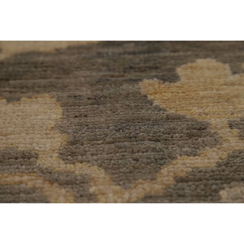Hand Knotted Oriental 100% Wool Carpet Transitional All-Over Greys & Charcoal Oushak Area Rug - 12' 1'' X 9' 7''