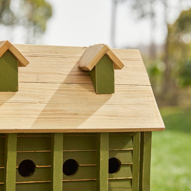 Glitzhome 14.25"L Wood Distressed Solid Wood Cottage Birdhouse
