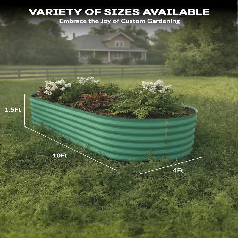 4-ft W x 8-ft L x 2-ft H Green Metal Raised Garden Bed(2-Pack)