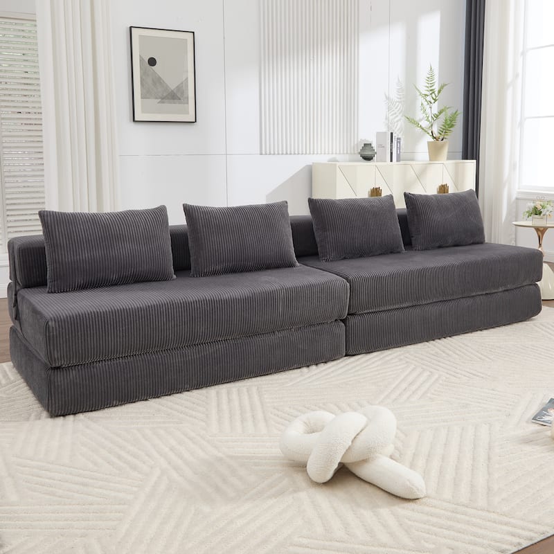 Rossetta Contemporary Square Space-Adaptive Foldable Design Corduroy Lasting Comfort Sofa, Easy to Assembly and Store