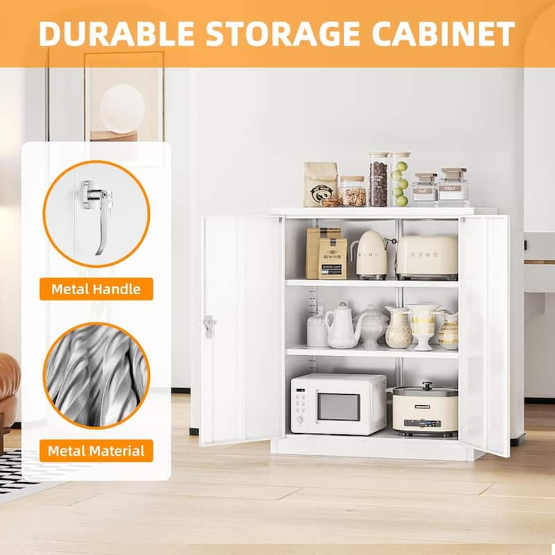36 inch - 71 inch Tall File Cabinet Metal Storage Cabinet with Lockable Doors and Adjustable Shelves for Office, Home, Pantry