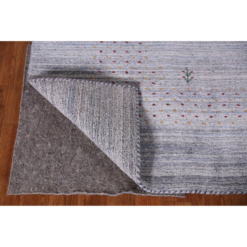 Hand Knotted Oriental 100% Wool Carpet Tribal Animal Pictorial Greys & Charcoal Gabbeh Area Rug - 9' 9'' X 8' 2''