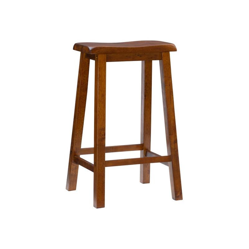 Linon Laurell Backless Rustic Farmhouse Saddle Bar Stool