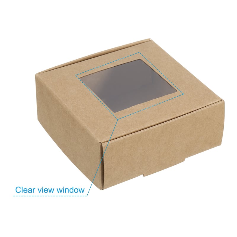 3.5"x3.5"x1.5" Paper Soap Box with Window, 30 Pack Soap Boxes Square, Brown