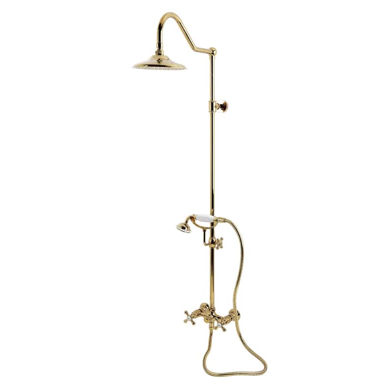 Kingston Brass Kingston Wall Mount Rain Drop Shower System with Hand Shower - Polished Brass