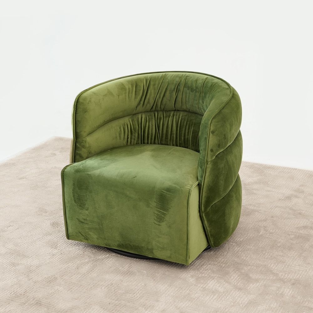 Maura Mid-Century Modern Upholstered Swivel Barrel Chair