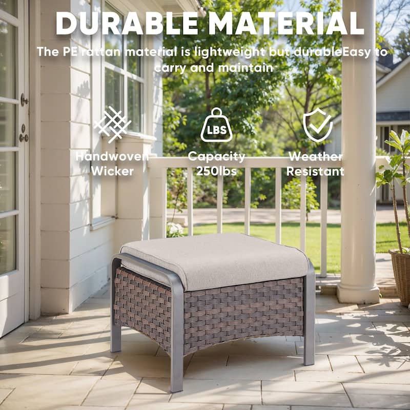Outdoor PE Wicker Sofa Swivel Chairs and Ottomans