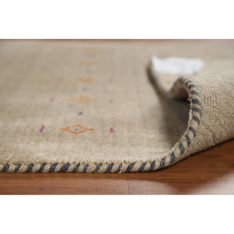 Hand Knotted Oriental 100% Wool Carpet Tribal Animal Pictorial Brown Gabbeh Area Rug - 4' 11'' X 3' 0''