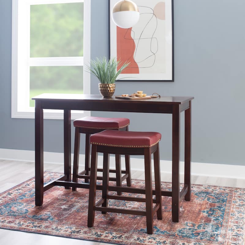3-Piece Counter Table and Stools - 47.25" - Brown and Red