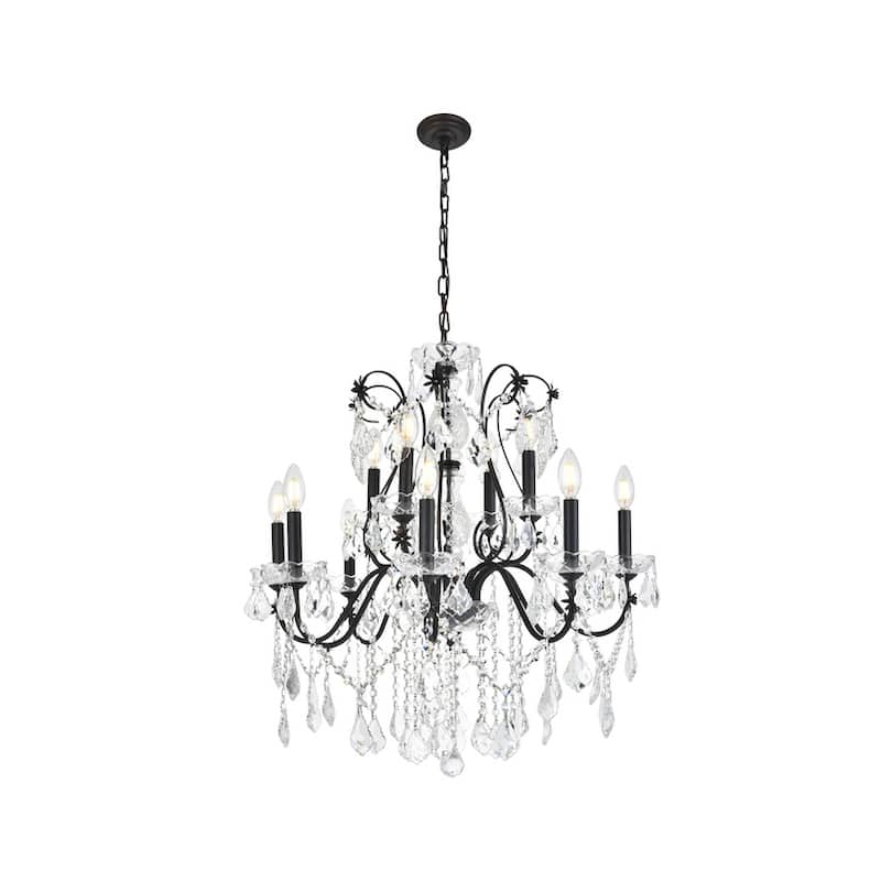 Fleur Illumination 12 light Dark Bronze Chandelier - Bronze/royal cut crystals