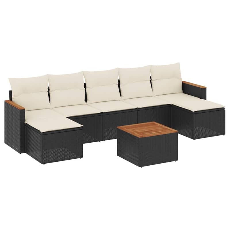vidaXL Patio Sofa Set with Cushions Outdoor Conversation Furniture Poly Rattan