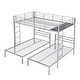preview thumbnail 6 of 11, Industrial Design Full over Twin&Twin Size Metal Bunk Bed with Build-In Ladder,Safety Guardrail