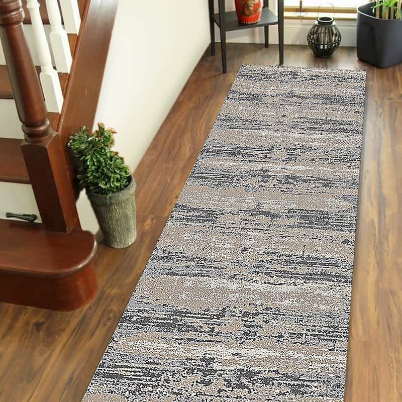 Sylvia Erica Gray/Blue Polyester Blend Performance Area Rug
