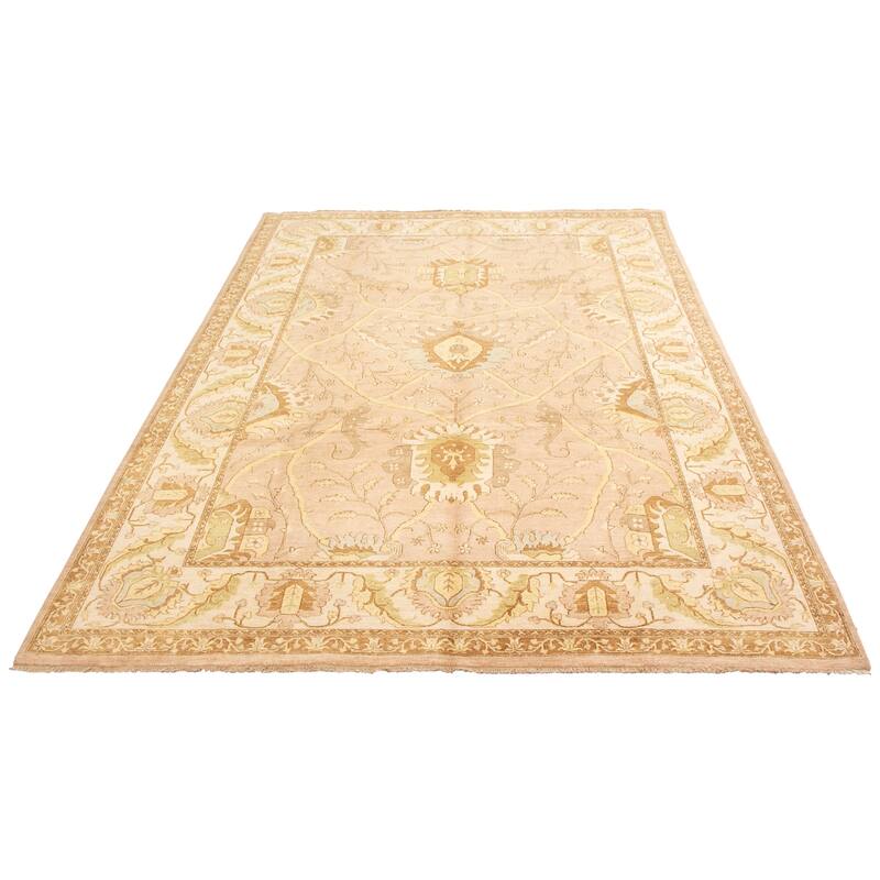ECARPETGALLERY Hand-knotted Peshawar Oushak Tan Wool Rug - 9'0 x 12'4