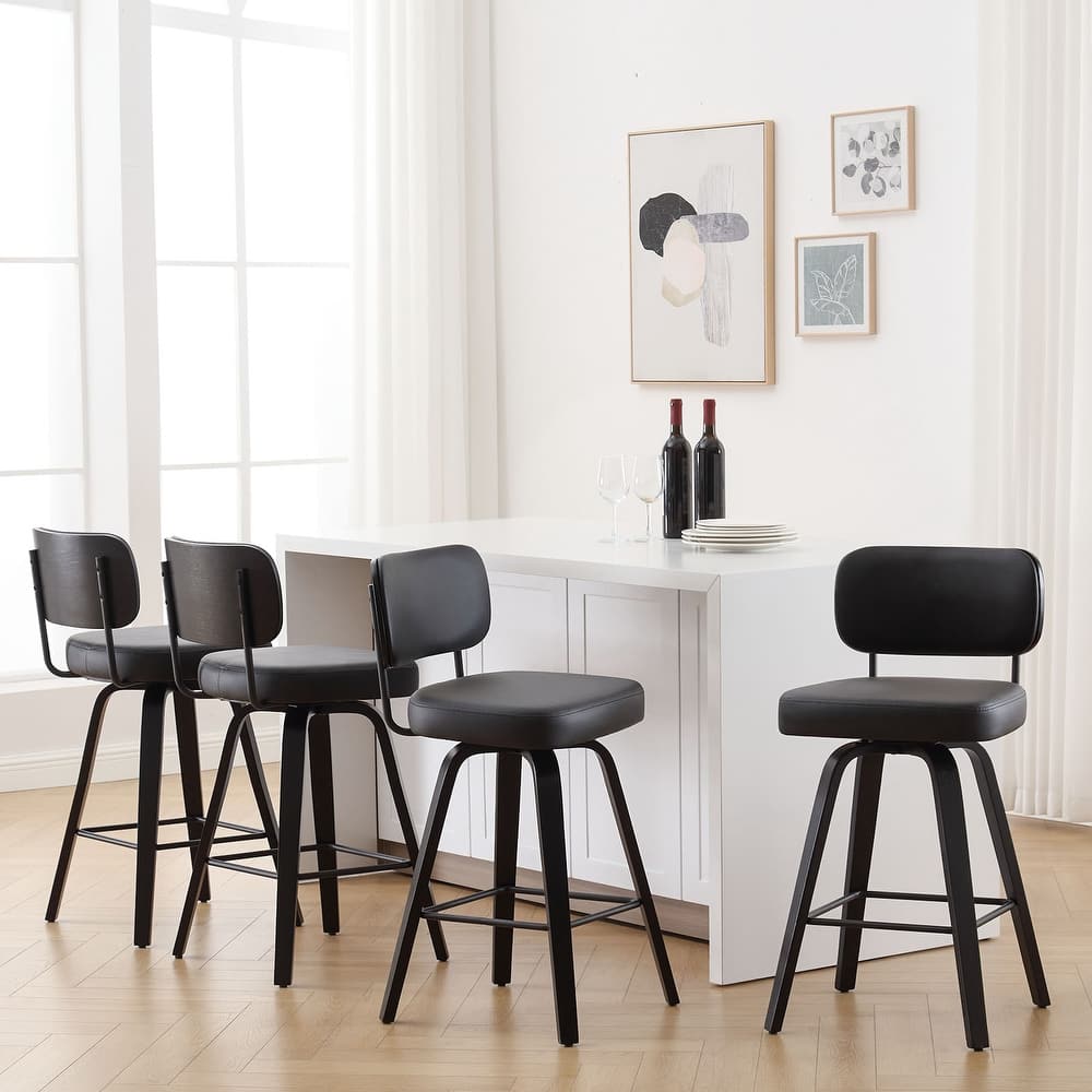 26"/29" Swivel Counter/Bar Stools with Black Bentwood Legs