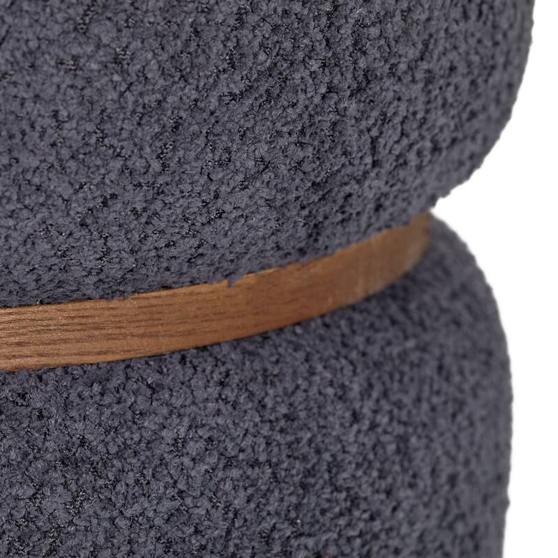 Double Pouf Round Upholstered Vanity Stool and Ottoman Foot Rest