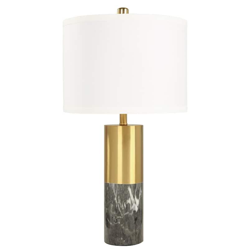 Marble Metal Table Lamp With Linen Shade Set of 2