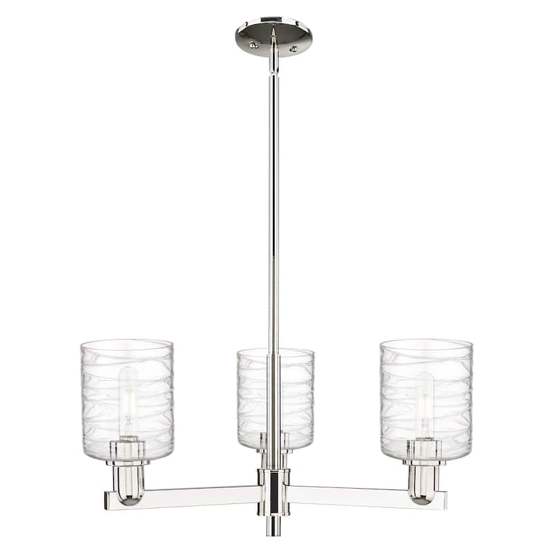 Innovations Lighting Endless Possibilities Arcadia - Cobbleskill - 3 Light 27" Stem Hung Chandelier - Deco Swirl/Polished Nickel